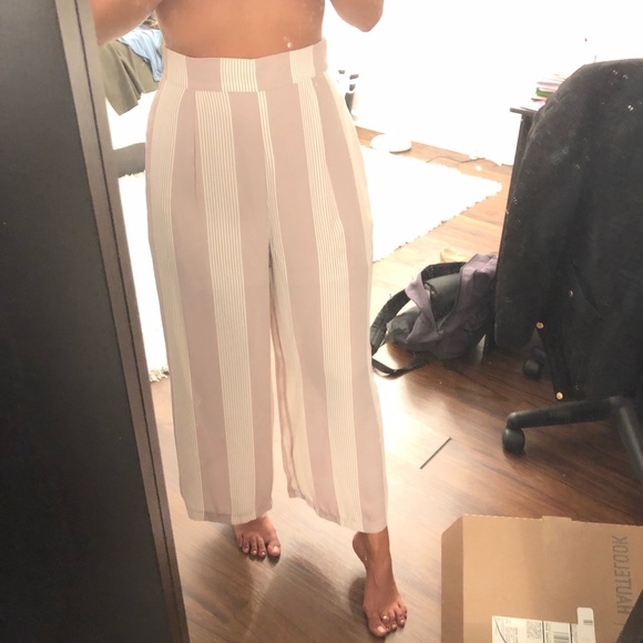 Leith Pants - Leith lavender and white striped flowy pants